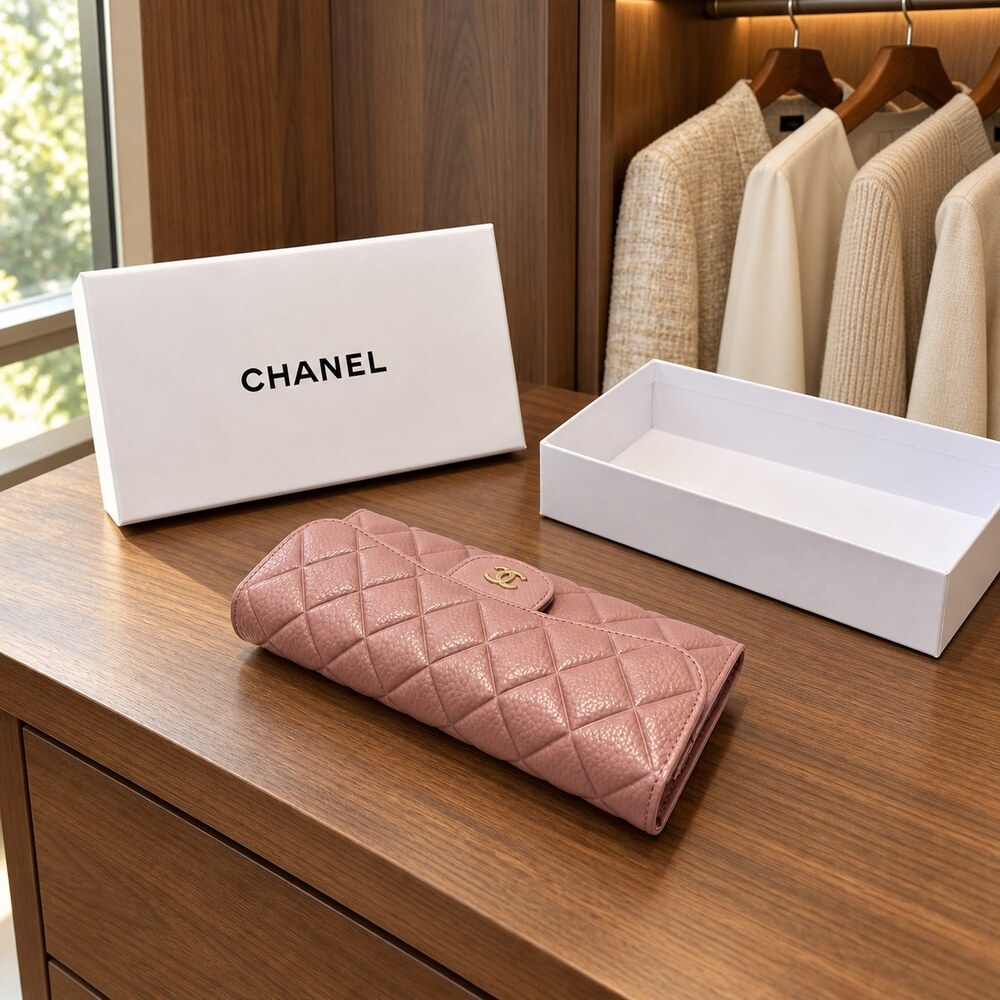 Chanel Classic Flap Long Wallet Pink Caviar Leather - Picture 3 of 6